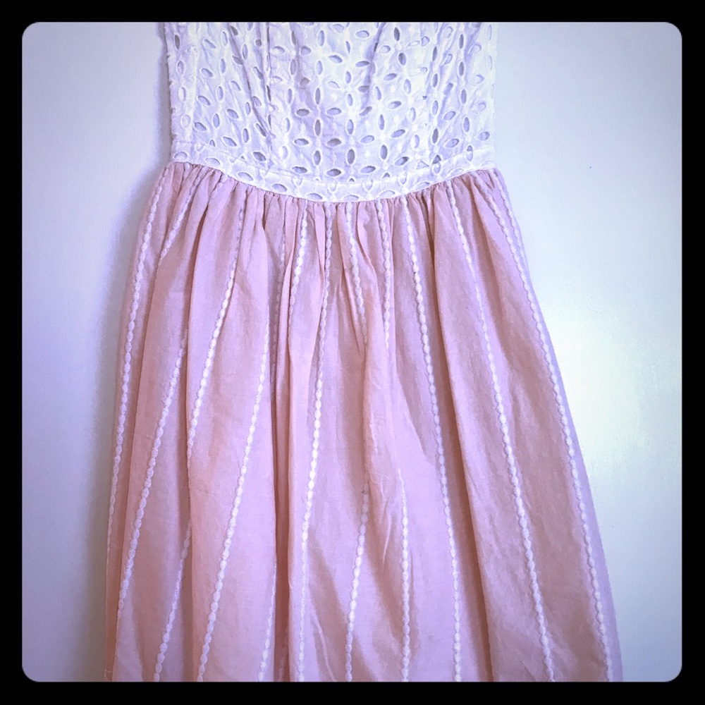 Pink and white strapless